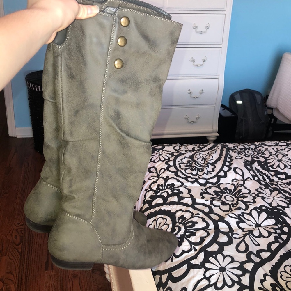 Stone Knee High Boots